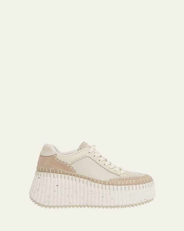 Platform Speckled Mix Leather Sneakers